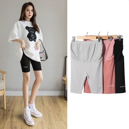 1/2 Length Ice Silk Pregnant Women Pants Strong Elasticity High Waist Fashion Clothes For Maternity Casual Leggings Pregnancy