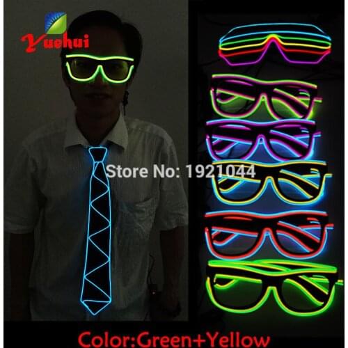 Double Colors Sound activated EL Wire Led Glasses Glow Party Lighting Colorful Glowing Classic Toys For Dj Bar Holiday Gift