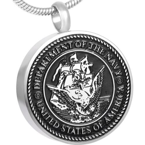 IJD8418 Personalized Stainless Steel United States Army with Bald Eagle Keepsake Cremation Urn Pendant Necklace for Ashes