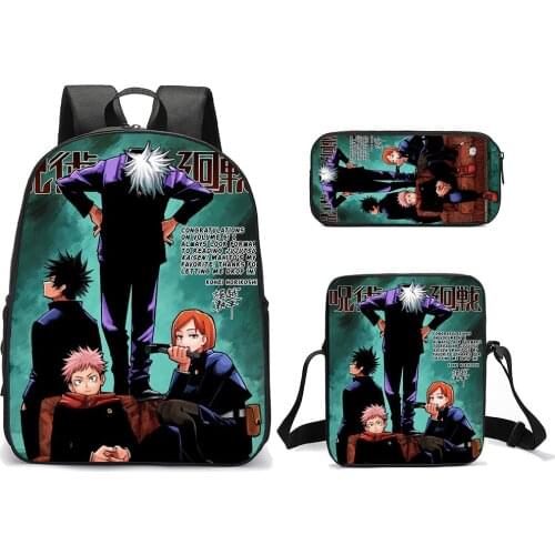 Jujutsu kaisen 3 pcs/set Backpack boys girls kid School Bags Pencil Case Students Best Gifts for Children School Backpack