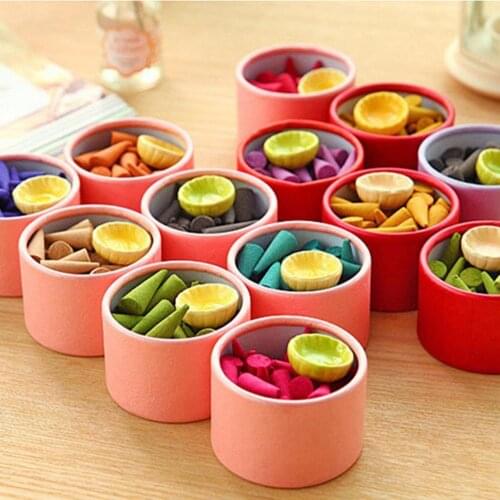 1 Box Pagoda Incense Cones Incense Holder Natural Rose Tulip Scent Tower Sandalwood Spice Tray Aromatherapy for Home Bedroom