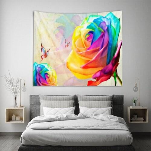 Creative 3D Printing Butterfly And Flower Fringed Iris Herb Tapestry Wall Hanging Bed Spread Beach Towel Table Cloth Yoga Mat