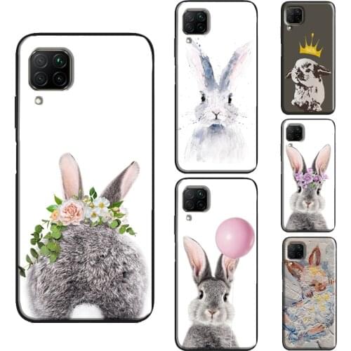 Cute Baby Rabbit Flower Crown Case For Huawei P30 Lite P40 P20 Pro Mate 20 Nova 5T P Smart 2019 Honor 20 9X 8X 8A 10i
