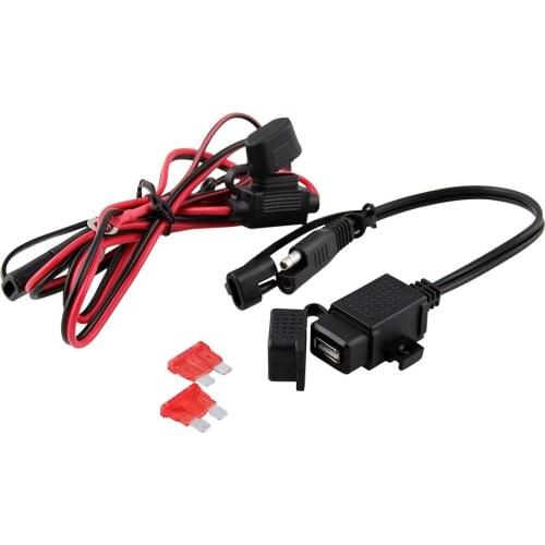 Motorcycle charger USB GPS 2.1A port fast mobile phone tablet PC waterproof cable fuse adapter 12-24V