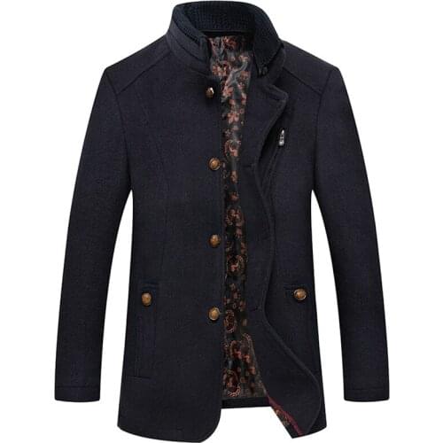 Men Wool Coats Fashion Business Overcoat Warm Coat For Men Winter Leisure Pea Coat Male Luxury Thick Clothes 18937-5