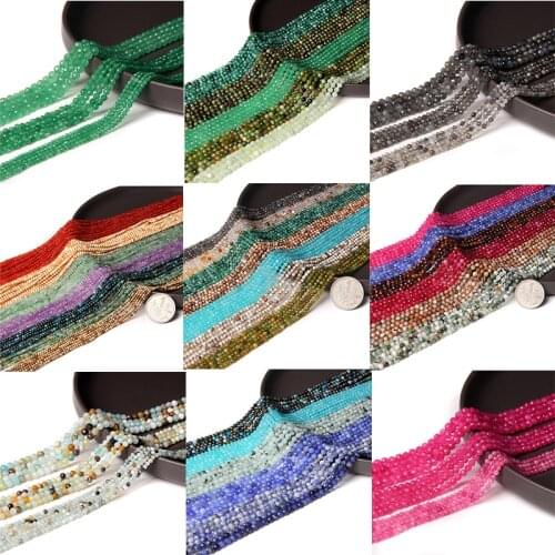 Natural Faceted Stone Small Bead 2 3 4mm Opal Crystal Jaspers Agat Amethysts Beads For DIY Jewelry Making Bracelet Necklace 15