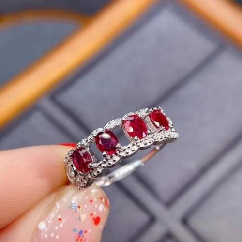 Natural New Burning Pigeon Blood Ruby Gemstone Rings for Women Real 925 Sterling Silver New Gift Plant