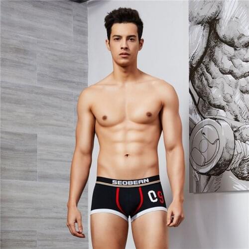 SEOBEAN New Mens u Underwear Boxer Low-Waist Comfortable Breathable Sports Underwear Printing Cotton Boxers