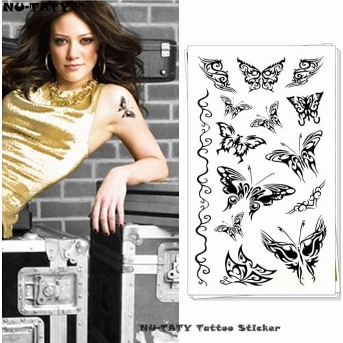 Nu-TATY Body Art Black Multi Butterfly Temporary Body Art Flash Tattoo Sticker 10*17cm Waterproof Henna Tatoo Wall Tattoo