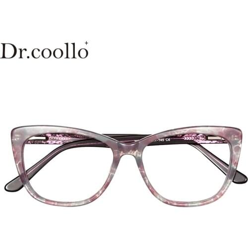 Drcoollo Women Acetate Square Myopia / Reading Prescription Eyegalsses, photochromic Eyewear, Progressive Glasses Dropshipping