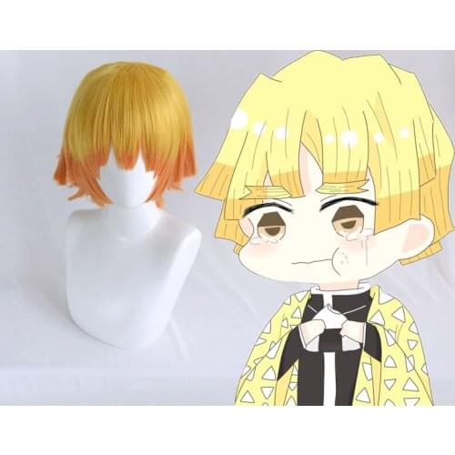 Anime Kimetsu No Yaiba Cosplay Wigs Zenitsu Agatsuma Cosplay Wig Synthetic Wig Hair Halloween Party Blade Of Demon Cosplay Wig
