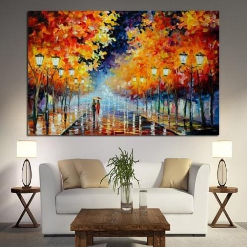 Print Colorful Canvas Painting Abstract City Street Landscape Oil Painting on Canvas Poster Wall Picture for Living Room