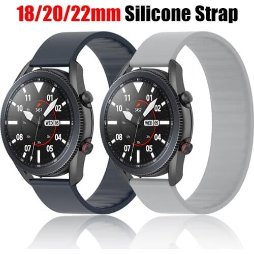 18/20/22MM Silicone Band Sport Loop Strap for Huawei GT 2 Pro/Garmin Forerunner 245/158/645/Samsung Galaxy Watch 42mm/Active 2
