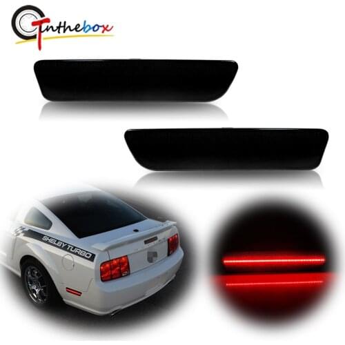 Gtinthebox Smoked /Red Lens Red Full LED Rear Side Marker Lights For 2005-2009 Ford Mustang Replace Fender Sidemarker Lamps 12V