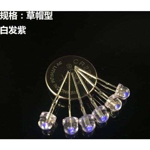 100PCS 5mm Light UV Purple Straw Hat Wide Angle Ultraviolet 395nm - 400nm Transparent 5 mm Light-Emitting Diode LED Lamp