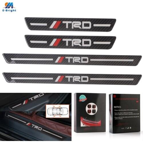 YMEBBRIGHT 4PCS Car Door Threshold Carbon Fiber Sticker Anti-scratch Trunk Protection Strip Bumper Anti-collision 3M Tape
