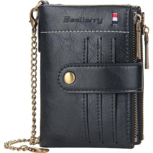 Portafoglio Uomo Portefeuille Homme Monederos Card Wallet Men Carteira Coin Purse Short Male Money Packet with Chain Billeteras