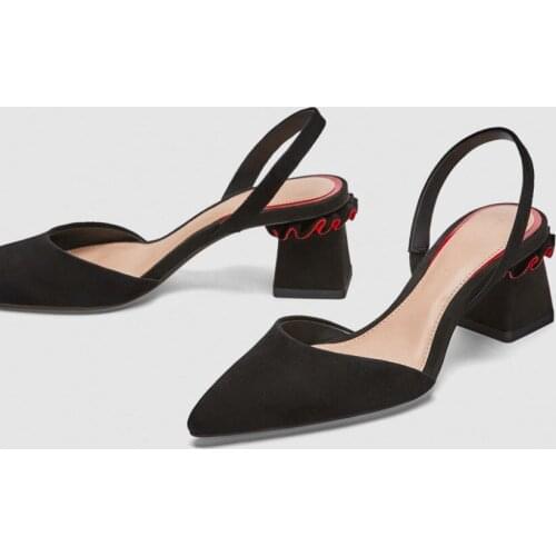 Newest sapato feminino pointed toe med heels sandals women mixed colors pleated zapatos mujer top quality summer mary janes shoe