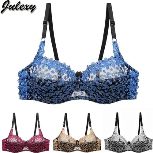 Julexy New Arrivals Sexy Women bra Lace Hollow Out Underwear Women Embroidery Plus Size C D Cup Lingerie Bra