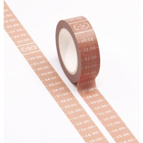 1PC 15MM*10M Coffee Color Timeline Designs Washi Tape Wide Sticky Adhesive Tape Scrapbooking Album DIY Decorative Paper Tape
