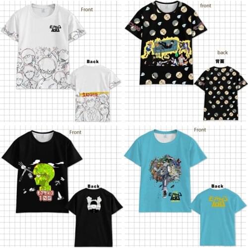 Anime Mob Psycho 100 Cartoon reigen arataka Printed Summer Short Sleeve T-shirt Unisex Cosplay Costume Boy Girl 1pcs