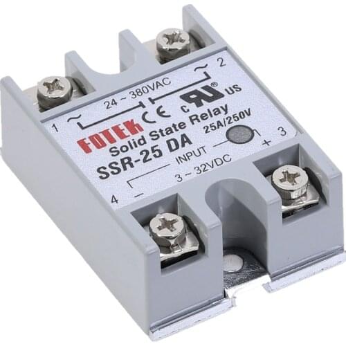 1pcs SSR-25DA 25A Solid State Relay Module 3-32V DC Input 24-380VAC