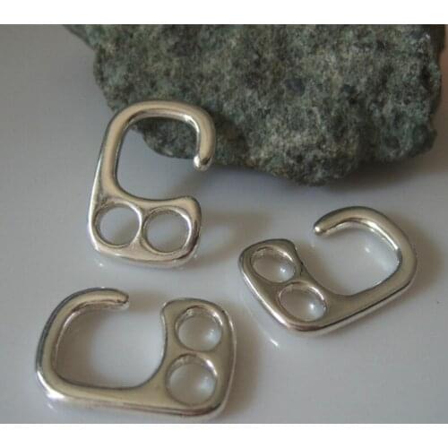 10Pcs Antique Silver Color 5mm Double Hole Hook Clasps for Leather Bracelet Findings