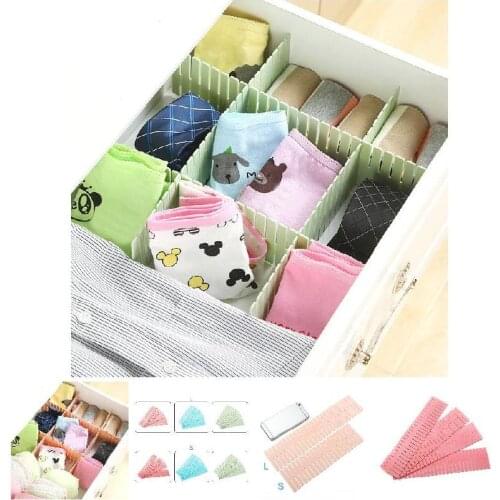 4pcs/Set DIY Adjustable Storage Partition Board Drawer Divider Household Storage Organizer Partition Board for Socks Underwear