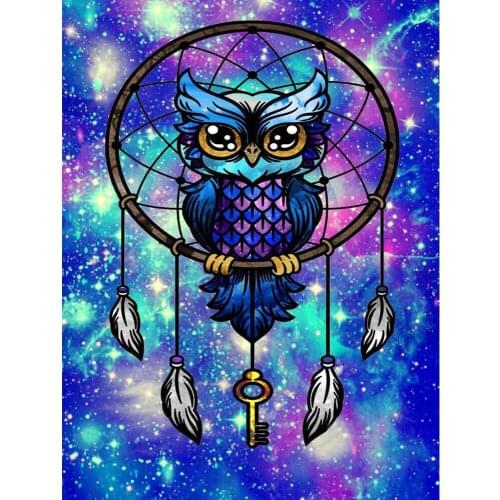 5D DIY Diamond Painting Blue Starry Owl DreamCatcher Cross Stitch Full Drill Embroidery Mosaic Craft Kits Home Decor Gift
