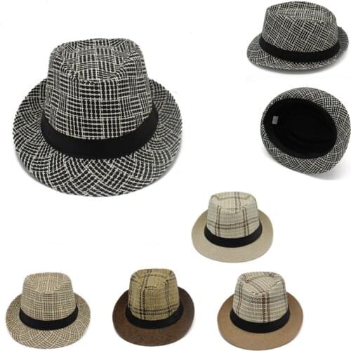 British Style paper straw Jazz Caps Hats Fedoras Outdoor Sunhat striped Performance Cap Bowler hat for men women unisex