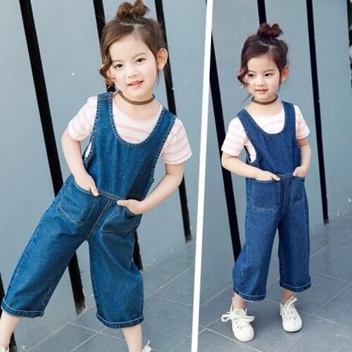 Kids Romper for Girls Casual Denim Jumpsuit Toddler Girls Clothing Loose Children Overalls Spring Baby Girl Strap Jeans
