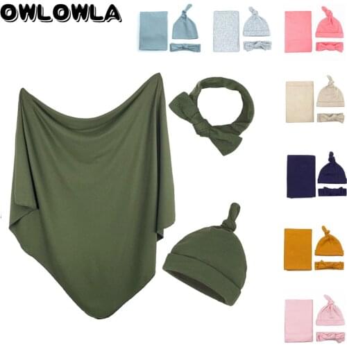 Newborn Baby Girl Boy Swaddle Wrap Blanket Sleeping Bag+Headband +Hat Outfits Set Cotton Sleeping Blanket for Baby