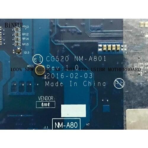 BiNFUL AVAILABLE MAIN BOARD LAPTOP MOTHERBOARD CG520 NM-A801 FOR LENOVO 110-15IBR NOTEBOOK PC ONBOARD PROCESSOR N3060