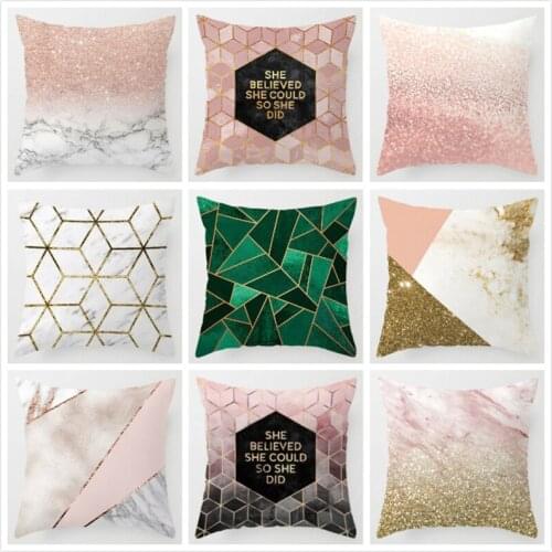 Geometric Cushion Cover minimalist English alphabet pattern Sofa cushion case pillowcase Peach velvet home decoration pillowcase