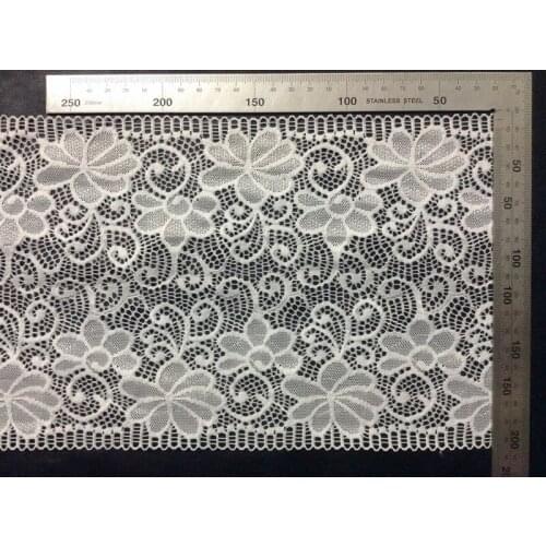 18.5cm hot selling symmetrical jacquard flora motif edge stretch lace trim,HL0826E