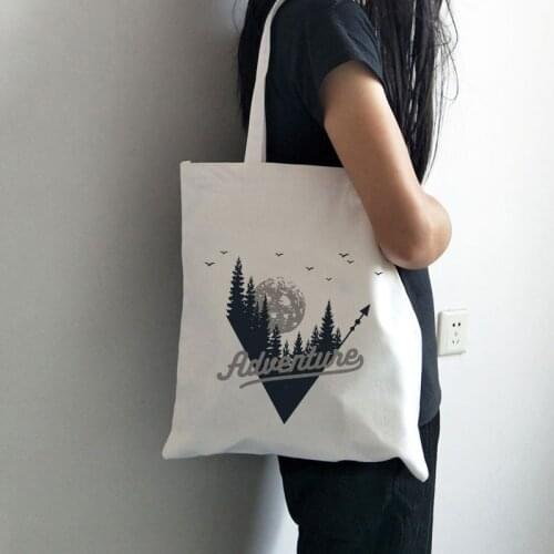 Dark Forest Print Canvas Tote Bag Harajuku Shoulder Bags Large Capacity Casual Shopping Tote Girls Handbag