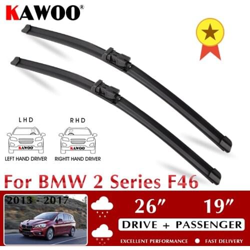 KAWOO Wiper Front Car Wiper Blades For BMW 2 Series F46 October 2013 - Nov. 2017 Windshield Windscreen Window 26"+19" LHD RHD