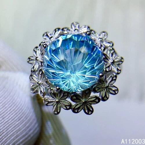 KJJEAXCMY fine jewelry 925 sterling silver inlaid natural blue topaz new Female ring trendy Support Detection