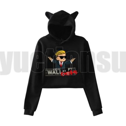 Cat Ear Gamestop Sweatshirt Female Wallstreetbets Hoodies Women Cat Crop Top Hoodie Anime Trend WSB Oversized Streetwear