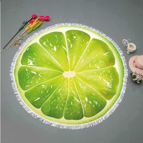 Round Beach Towel MICROFIBER SHOWER BATH TOWELS Orange Lemon Printed Circle Summer Bath Towels For Adults Shawl Mat 150CM