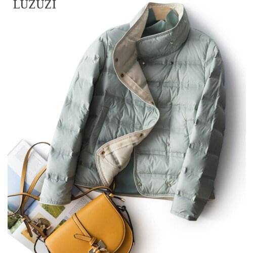 LUZUZI Autumn Winter Down jacket female 2021 new lightweight short parkas office lady casual loose slim white duck down coat