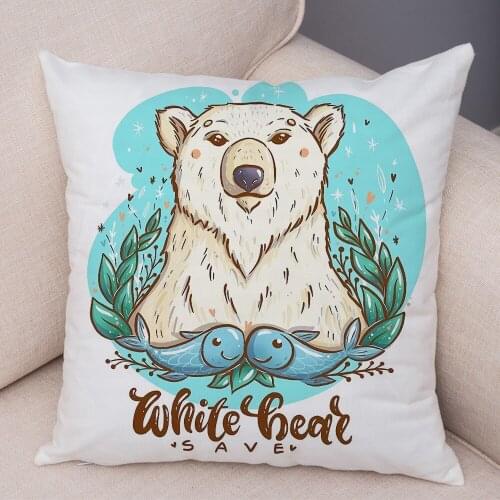 Cartoon Flower Cat Cushion Cover Decor Cute Panda Giraffe Animal Pillowcase Plush Pillow Case for Sofa Home Child Room 45x45cm