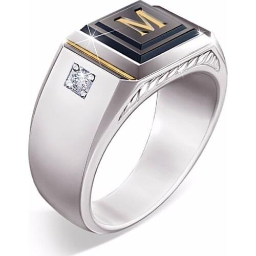 Mens ring punk jewelry boyfriend Christmas gift natural gem white crystal wedding ring mens Gothic ring