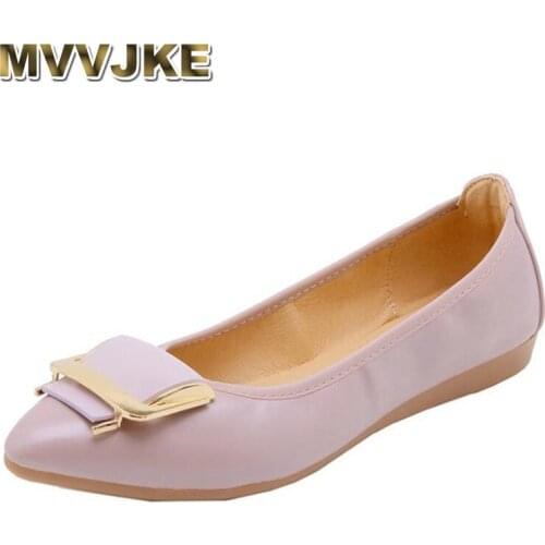 MVVJKE New Women Buckle Ballet Flats Soft Comfortable Driving Moccasin Shoe Solid Slip on Pointed Toe Folding Shoe