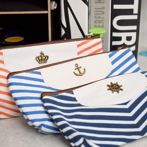 New Navy Canvas Pencil Case School Large Capacity Pencilcase For Student School Pencils Box Pouch Stationery Supplies