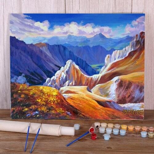 Landscape Marmaros. Etude DIY Paint By Numbers Complete Kit Acrylic Paints 50*70 Oil Painting Home Decoration For Kids Art