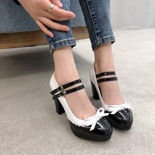 LDHZXC Sexy High Heels Pump Women Shoes Japanese Lolita Shoes Women Vintage Soft Sister Girls High Heel Platform College Shoes