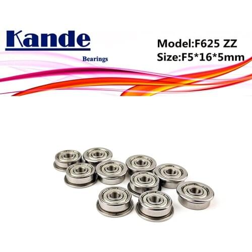 Kande Bearings F625 10pcs ABEC-1 F625ZZ F625 ZZ With Flange Miniature Deep Groove Ball Bearing F5*16*5mm F625-2RS VORON 2.4