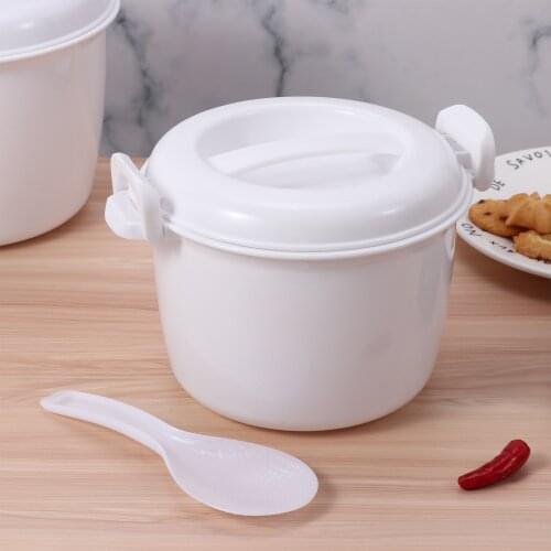 Portable Cooking Pot Microwave Rice Cooker with Rice Paddle Kit Thicken Plastic Steamer Cookware Food Cooking Tools for Kitchen