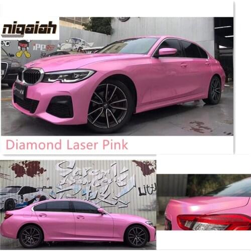 Premium bright body 1.52x18M Diamond Laser Pink Self-adhesive packaging stickers without bubbles Car Wrap Vinyl